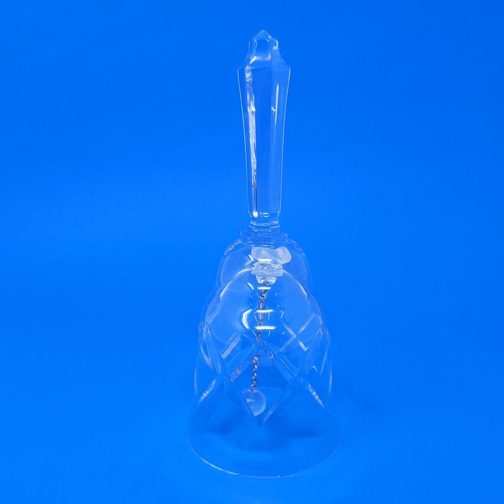 Vintage Clear Cut Lead Crystal Hand Bell Traditional Criss-Cross Pattern